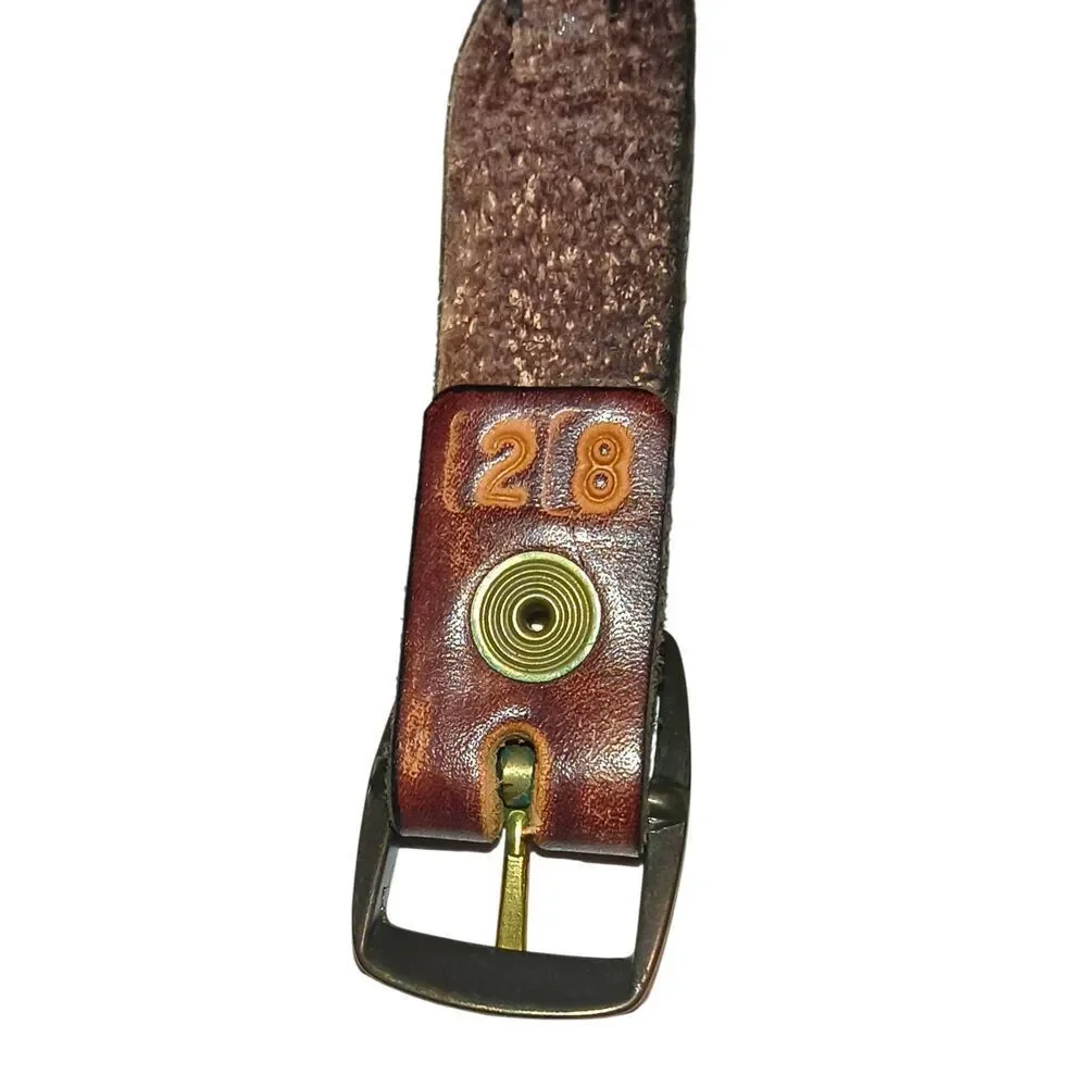 Bohemian Bojo Woven Leather Belt Brown Classic Vintage aged brass Size 28 Plait